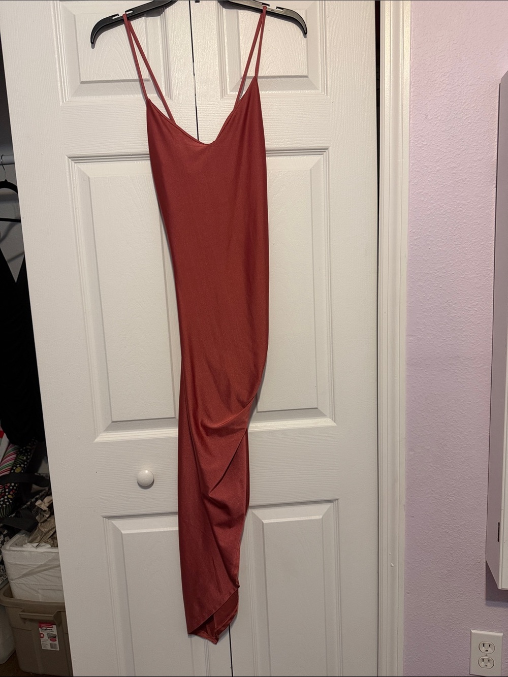 Windsor Rust Maxi Slip Dress with Spaghetti Straps